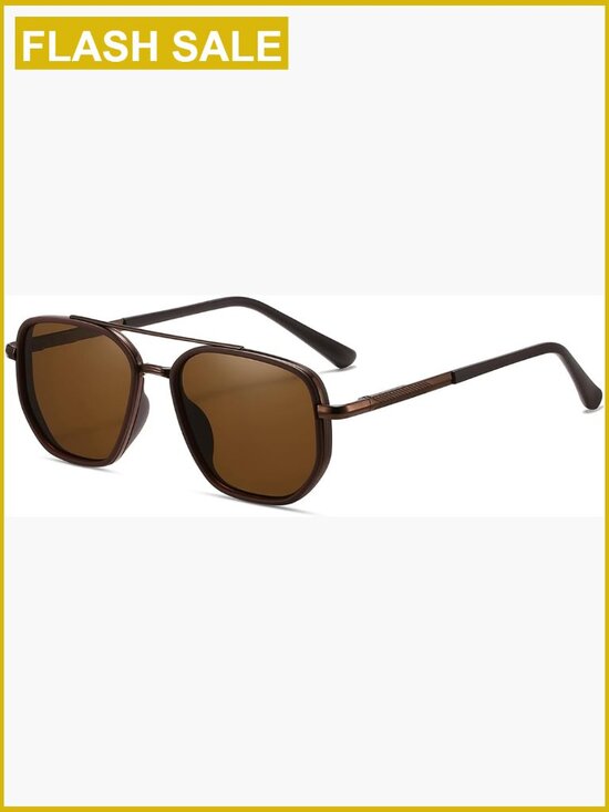 Tangle Free Polarized Aviator Sunglasses Retro Square Metal Frame UV400 Driving main image 4